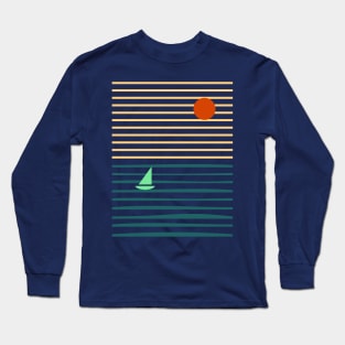 minimalist sunrise boat Long Sleeve T-Shirt